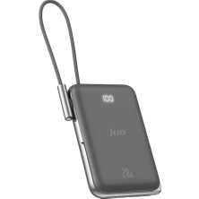Emdeco Juo Powerbank 10000MAH Standlı 20W Dahili Type-C Kablolu Taşınabilir Hızlı Şarj Cihazı Siyah