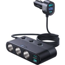 Emdeco 7'si 1 Arada Çakmak Adaptörü 179W PD30W Araç Şarj Cihazı Siyah