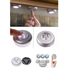 MiraLive Spot Lamba Kablosuz Dokunmatik Pilli LED Lamba 3 Ledli Dolap Mutfak Içi Aydınlatma