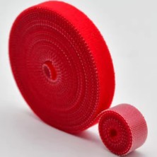 Emdeco Yapışkanlı Kablo Düzenleyici, Cırt Cırtlı Kablo Sabitleyici, 5 Metre x 1 cm (Kırmızı)