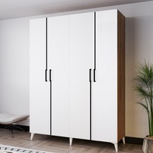 Azzuri Furniture Mezzo 140 cm 4 Kapaklı Genç Odası Dolabı-Gardırop-Dolap Meşe Beyaz AZR14090