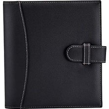 Uray Home " Academic Mini Executive Deri Portföy Klasörü, 1" Halka Bağlayıcı ve 250 Sayfalık Kapasite, Not Defterleri ve 5.5" x 8.5" Belgeler, 2 Kalem Döngüsü, Siyah Deri" (98294)