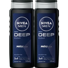 Emdeco Men Erkek Deep Dimension Banyo ve Duş Jeli 500ML, 3ü 1 Arada Komple Bakım, Vücut Saç Yüz, X2 Adet