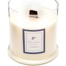 Emdeco Büyük Üfleme Cam Ahşap Fitilli Sandal Vegan Mum (380 Gr)