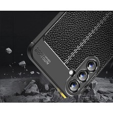 Emdeco Galaxy A35 Için Deri Dokulu Auto Focus Kamera Yükseltili Kılıf 360° Full Kasa Koruması Sağlayan Darbelere Karşı Dayanıklı Yumuşak ve Ince Tasarımlı Tpu Silikon Kılıf