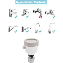 Emdeco Su Tasasrruflu 3 Fonksiyonlu Mutfak Musluk Başlığı 360 Derece Oynar Başlıklı Beyaz