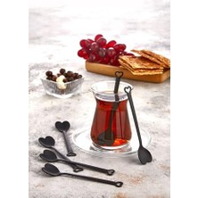 Emdeco Özel Tasarım 6' Lı Siyah Lüks Çay Kaşığı Seti Takımı