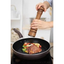 Emdeco Doğal Ahşap Öğütücü Seramik Bıçaklı Baharat ve Tuz Değirmeni 31 cm 2 Adet