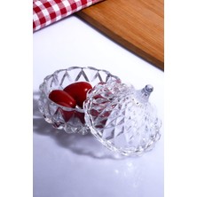 Emdeco Porselen Diyarı Damla Şekilli Kesme Cam - Şekerlik - Lokumluk - Ikramlık Şeffaf