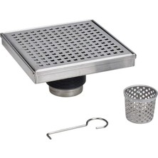 Emdeco Oatey DSS2060R2 Designline Paslanmaz Çelik Kendin Yap Duş Tahliyesi, Ayarlanabilir Düzleştirme Ayaklı ve Saç Tutuculu Kare Izgara, 15,24 x 15,24 Cm, 15,24 cm