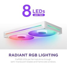 Emdeco Nzxt F240 Rgb Core Tek Çerçeve Fan Ünitesi, 240MM, 2x 120MM Rgb Fan Dahil, Hız ve Aydınlatma Kontrolü, Yüksek Statik Basınç ve Hava Akışı, 8 Argb Led, Beyaz