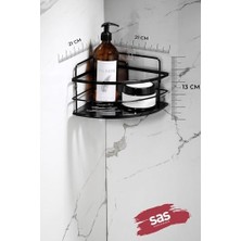 Emdeco 2’li Kancalı Yapışkanlı Banyo Duş Köşe Rafı – Ayarlanabilir Kristal Raf (Yapıştır/vidala) Siyah-Siyah - Lk-01 - Ss