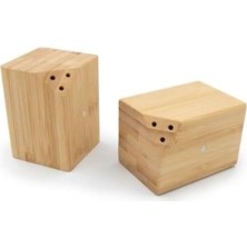 Emdeco 2'li Bambu Tuzluk ve Baharatlık Seti Mıknatıslı Pratik Ahşap Tasarım (Kesik Kare)