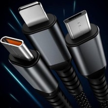 Emdeco 3'ü 1 Arada USB Kablosu Hızlı Şarj, Şeffaf Aydınlık 100W Süper Hızlı Şarj Kablosu, Dayanıklı Naylon Örgü, Tip-C, ve Cihazlar Için Şarj Çözümü