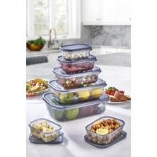 Emdeco Lux 5 Adet Sızdırmaz Hava Almaz Erzak Saklama Kabı FÜME(350ML+670 Ml+ 1,2 Lt+2 Lt+3,2 Lt)