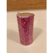 Plus Home Mum Tekli Uzun Silindir Model Pullu Pembe Yükseklik 15 cm Çapı 7 cm
