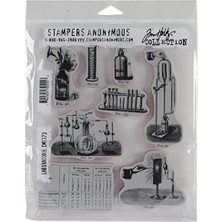 Emdeco Anonymous Tim Holtz Cling Kauçuk Damga Seti, 17 cm x 8,5 Inç, Laboratuvar