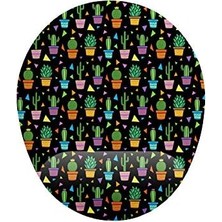 MiraLive Kaktüs Desenli Siyah Zemin Bilek Destekli Mouse Pad