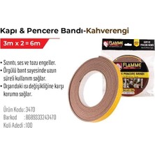 MiraLive D Tipi Kapı Pencere Bandı Izolasyon 3 * 2 = 6 Metre) (Kahverengi)