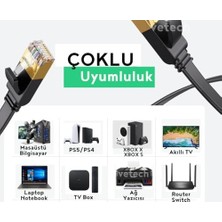 Emdeco Cat7 Ethernet Kablosu 10GBPS Premium Internet Lan Kablo Flat Modem Ağ Kablosu (15 Metre)