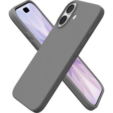 MiraLive Kılıf Ince Sıvı Silikon 3 Katmanlı Tam Kaplamalı Yumuşak Jel Kauçuk Kılıf Kapak (Gri, 17 Pro Max)