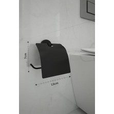 Asseds Store Banyo Siyah Kapaklı Tuvalet Kağıtlığı Tuvalet Kağıdı Askısı - Delmeye Son Ister Yapıştır Ister Montajla