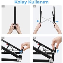 Asseds Store Bix X1 Laptop Sehpası, Katlanabilir, Tablet Sehpası, Alüminyum Alaşım, Online Sınıf Çalışması, Duruşu Iyileştirme, Isı Dağılımı, iPad ve 10-15,6 Inç Olan Tüm Cihazlar ile Uyumlu. Siyah