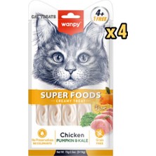 Wanpy Superfood Balkabağı -Kara Lahanalı Krema Kedi Ödülü 5×14 gr x 4 Adet
