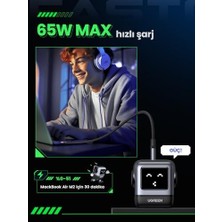 MiraLive Nexode Rg 65W Robotgan Şarj Cihazı - 3-Port Hızlı Şarj Cihazı USB C Güç Kaynağı MacBook Pro/air, Ipad, 15 Pro Max, Galaxy S24 Ultra, Steam ile Uyumlu LED (Siyah)