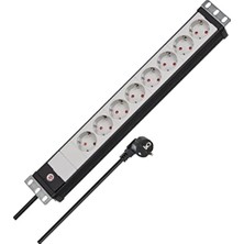 MiraLive Premium- Çoklu Priz, 8'li, 19 Inç Formatında, Sunucu Dolapları Için Ideal (3 M Kablolu Çoklu Priz, Almanya'da Üretilmiştir) Siyah/gri