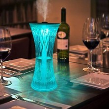 MiraLive Masaüstü Lamba ve Nemlendirici Şarjlı Işık Kristal Desenli 7 Farklı Renk Atmosfer Lamba Göz Yormayan Işık Kitap Okuma Işığı Salon Oturma Odası Yatak Odası Aydınlatma 20CM x 9xm D13