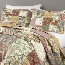 Asseds Store Delaney 3 Parça Çiçekli Yama Işi Önceden YIKANMIŞ%100 Pamuk Yorgan Seti,