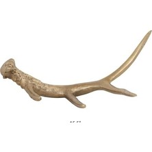 MiraLive Co-Op Alüminyum Boynuz Dekoru, Altın Kaplama Heykelcik, 40,64 cm U x 12,7 cm G x 12,7 cm Y, Gri