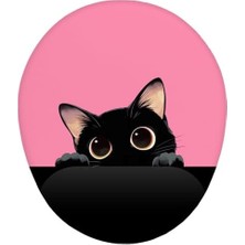 Asseds Store Pembe Renkli Kedi Tasarım Bilek Destekli Mouse Pad (Pembe)