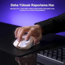 MiraLive Aula SC580X Lightweight PAW3395 Sensor 10000 Dpı 1000Hz Kablolu ve Kablosuz Gaming Oyuncu Mouse Beyaz