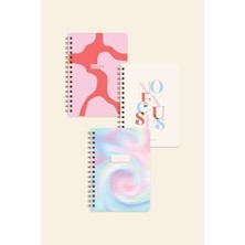 MiraLive Cep Boy 10X14 cm Spiralli Çizgili Karton Kapak 3'lü Defter Seti No Excuses Soyut Gradient