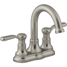 Asseds Store Sterling 27373-4-BN Ludington 4 "clicker Drenaj Montajlı Banyo Bataryası, 2 Saplı Banyo Lavabo Bataryası, 1,2 Gpm, Canlı Fırçalanmış Nikel