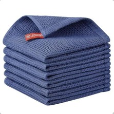 Emdeco Bulaşık Bezleri, 6'lı PAKET%100 Pamuk Gofret Dokuma Süper Yumuşak Emici Bulaşık Havlusu, Çabuk Kuruyan Çay Havlusu Seti, Çabuk Kuruyan Temizlik Bezleri, 30X30 Cm, Lacivert