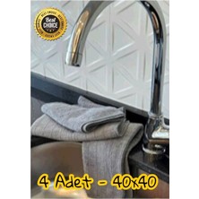 Asseds Store 4'lü Havlu Seti - Mikrofiber Süper Emici Çok Amaçlı Bez 40X40 cm (Gri)