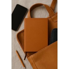 Asseds Store Defter, Noktalı Defter, Termo Deri Kapaklı Noktalı Defter, 128 Yaprak A5 Defter, Ofis ve Kırtasiye, Plan, Notebook (Taba)