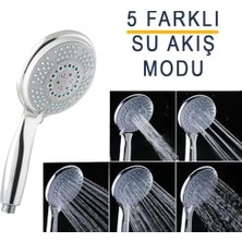 Asseds Store 5 Fonksiyonlu Büyük Başlı El Duşu Duş Başlığı - Farklı Püskürtme Modları - Yüksek Kaliteli Abs Krom Kaplı G1/2 Uyumlu