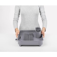 Asseds Store Açılır Kapanır Bulaşıklık Tabaklık, Su Tahliye Oluklu ve Çatal Bıçak Kurutmalıklı-Modern Tasarım Plastik (Gri)