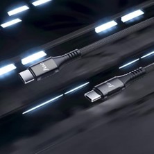 MiraLive 100W 5A E-Mark Çipli Pd Type-C To Type-C Örgülü Hızlı Şarj ve Data Kablosu 1 Metre