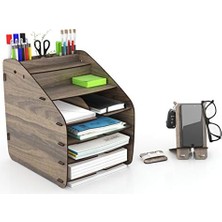 Asseds Store Otto Large Modest - 6 Renk A4 Evrak Rafı Masaüstü Organizer Düzenleyici (Ceviz)