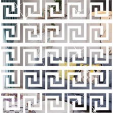 Asseds Store Ayna Duvar Stickerı, 30 Parça Çıkarılabilir Kendinden Yapışkanlı Akrilik Ayna Duvar Dekoru, Geometrik Yunan Desenli, Oturma Odası Yatak Odası Tv Arka Planı Duvar Dekorasyonu (Gümüş)