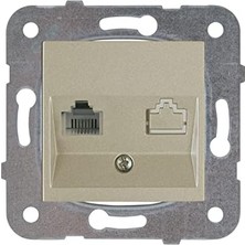 Asseds Store Bronz Tekli Nümeris Cat3 Mekanizma+Düğme Kapak