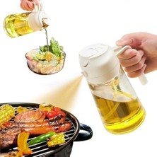 Asseds Store Makkam | 2'si 1 Arada Yağ Püskürtücü, Yemek Pişirme, Salata ve Izgara Için Mutfak Gereçleri, Püskürtme Şişesi, Zeytinyağı, Sıvıyağ Sirke Cam Sprey Şişesi, Airfryer (Beyaz)