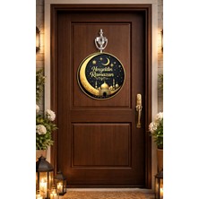 Asseds Store 25-25 cm Hoş Geldin Ramazan Dekorlu Ahşap Kapı Süsü, Ramazan Süsleri, Ramazan Tavan Süsü, Ahşap
