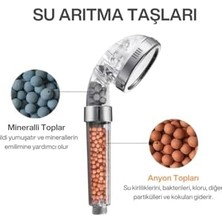 Asseds Store Tasarruflu Duş Başlığı | 21 Cm, Mineral ve Anyon Taşlı Su Arıtmalı Basınçlı El Duşu – Su ve Enerji Tasarrufu Sağlar