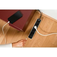 MiraLive Ecolor Serisi 4 Soketli 2 Adet Type-C Hızlı Şarj Özellikli 1,5 Metre Kablolu Anahtarlı Priz Beyaz